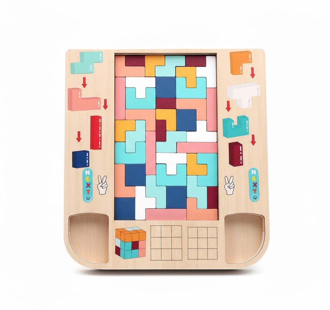 Tetris Holzpuzzle - pädagogisches Lernspiel für Kinder, Denk- und Logikspiel aus Holz